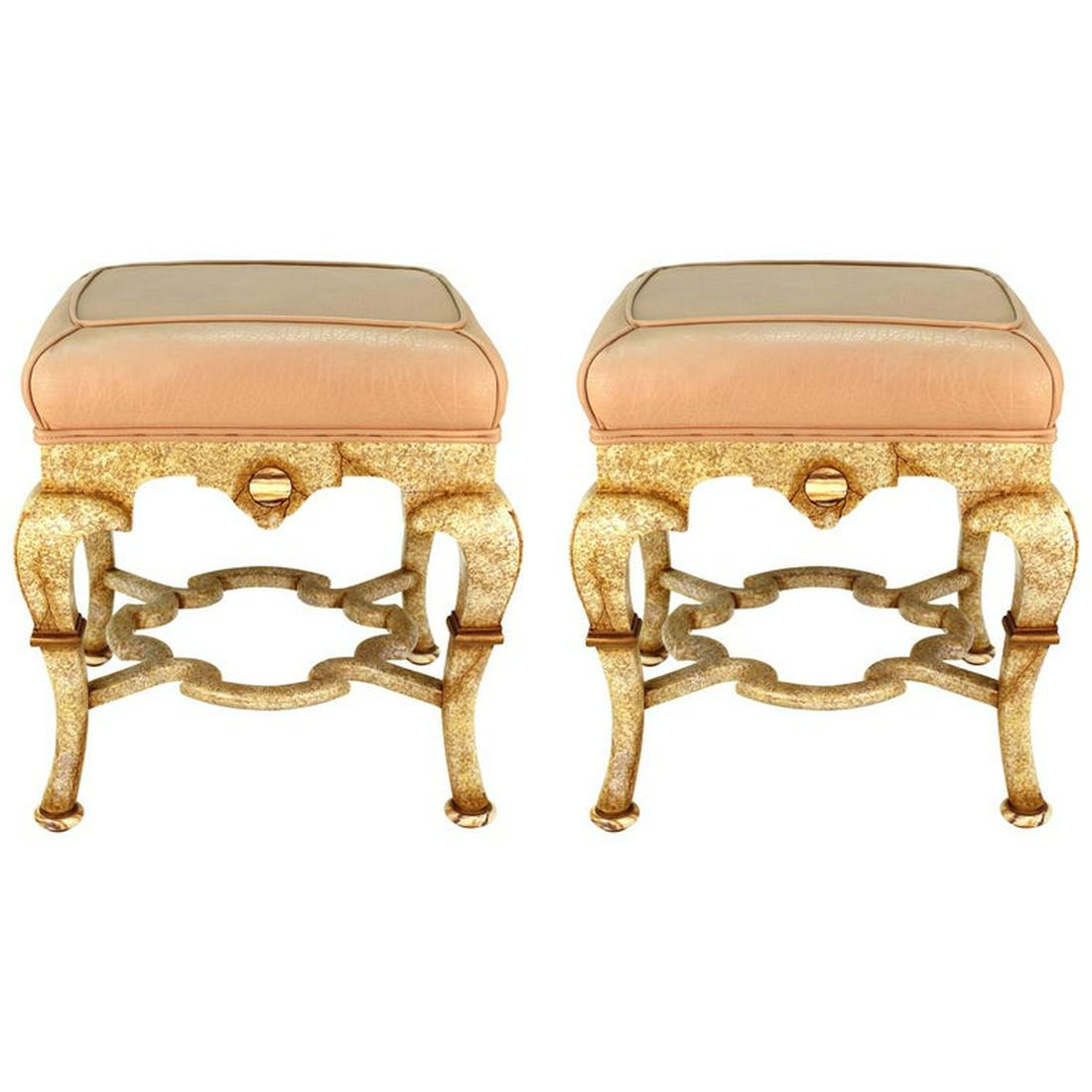 Hollywood Regency Upholstered Benches, Pair (1 of 13)