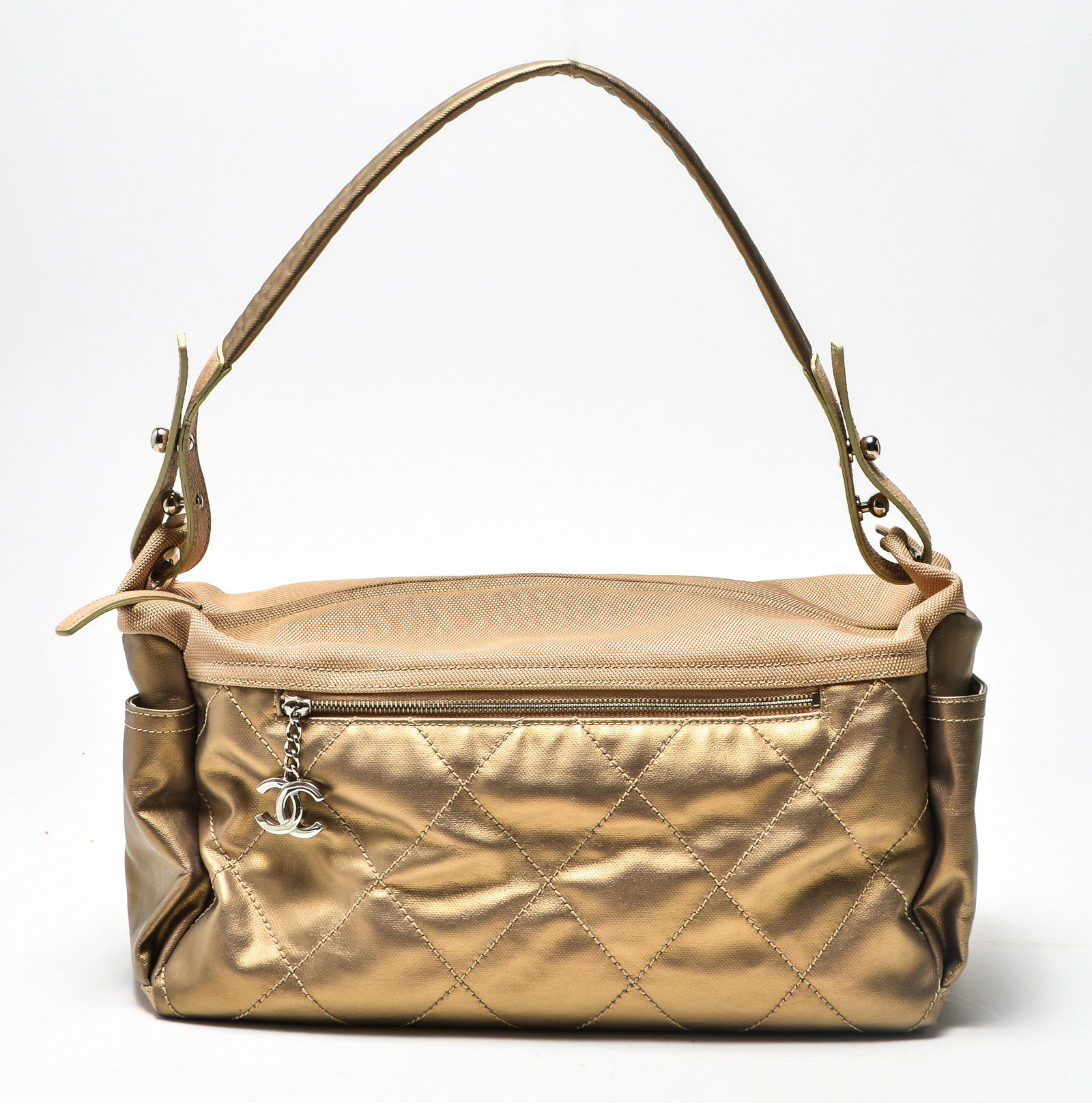 Chanel Vintage Metallic Faux Leather Travel Bag (1 of 9)