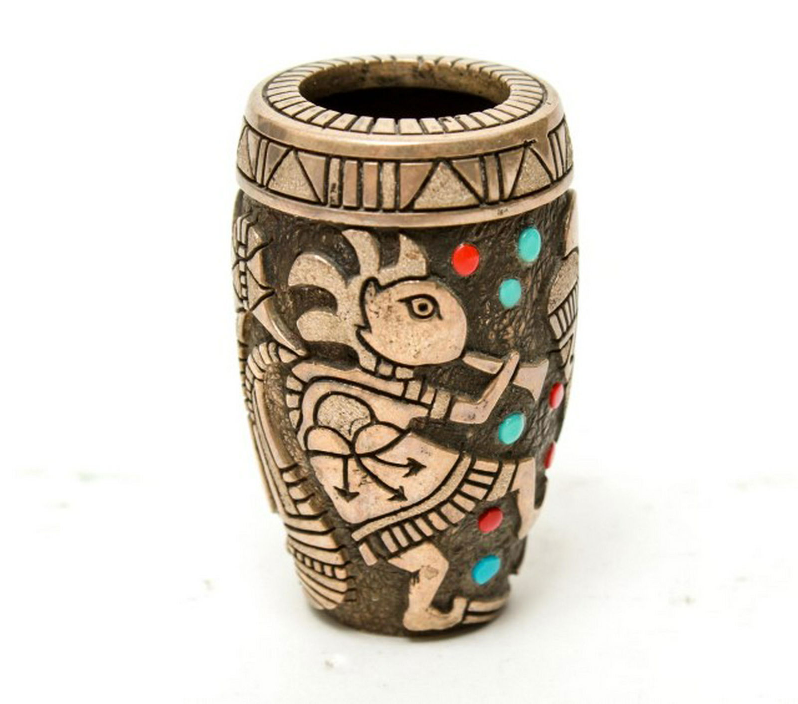 Native American Sterling Turquoise & Coral Vase (1 of 5)