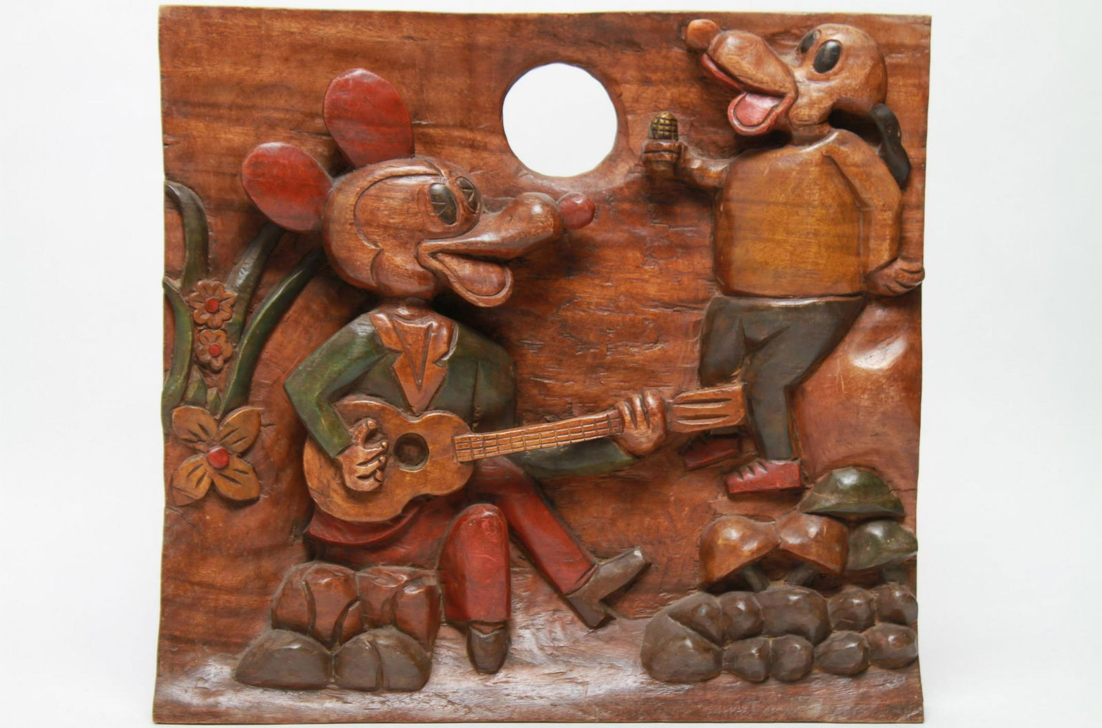 Carved Wood After Mickey Mouse Folk Art Plaque (1 of 8)