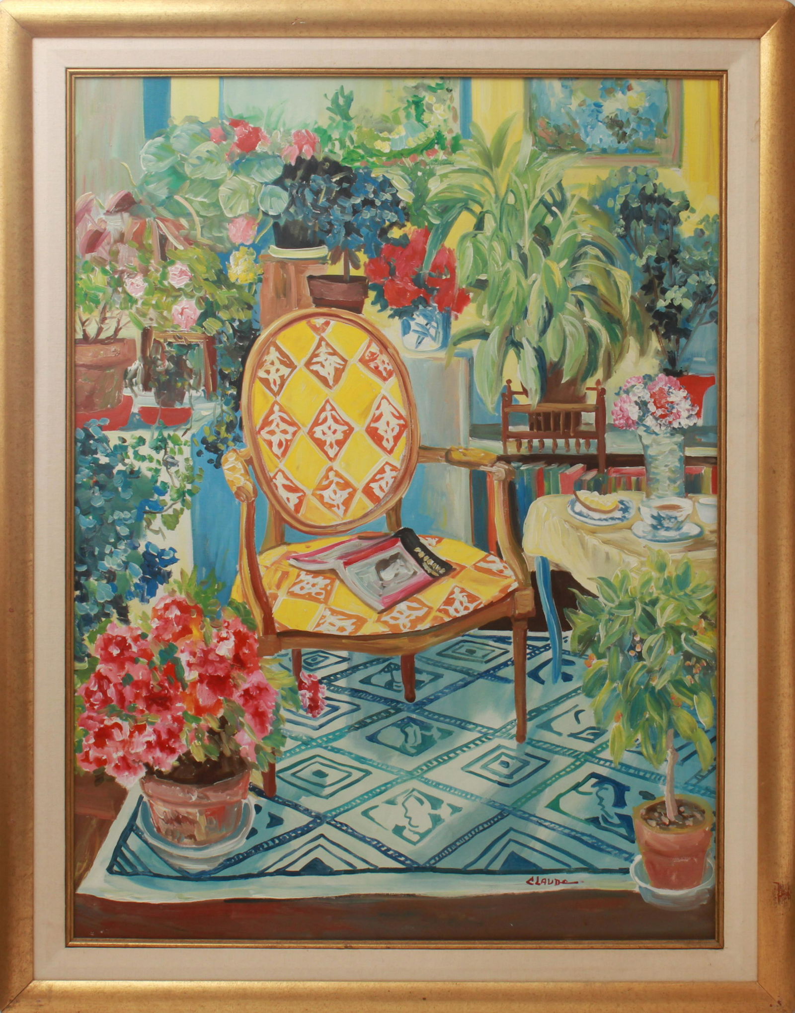 Claude "Interior w Fauteuil Chair" Oil on Canvas (1 of 6)