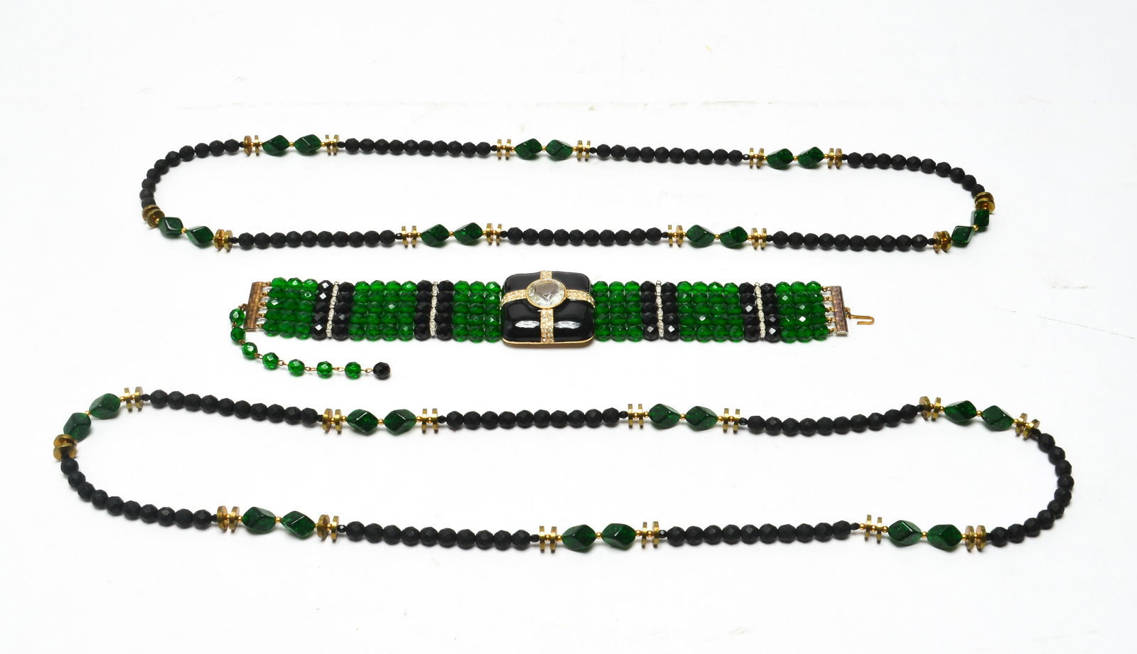 Costume Black Green Beaded Necklaces, 3 (1 of 3)