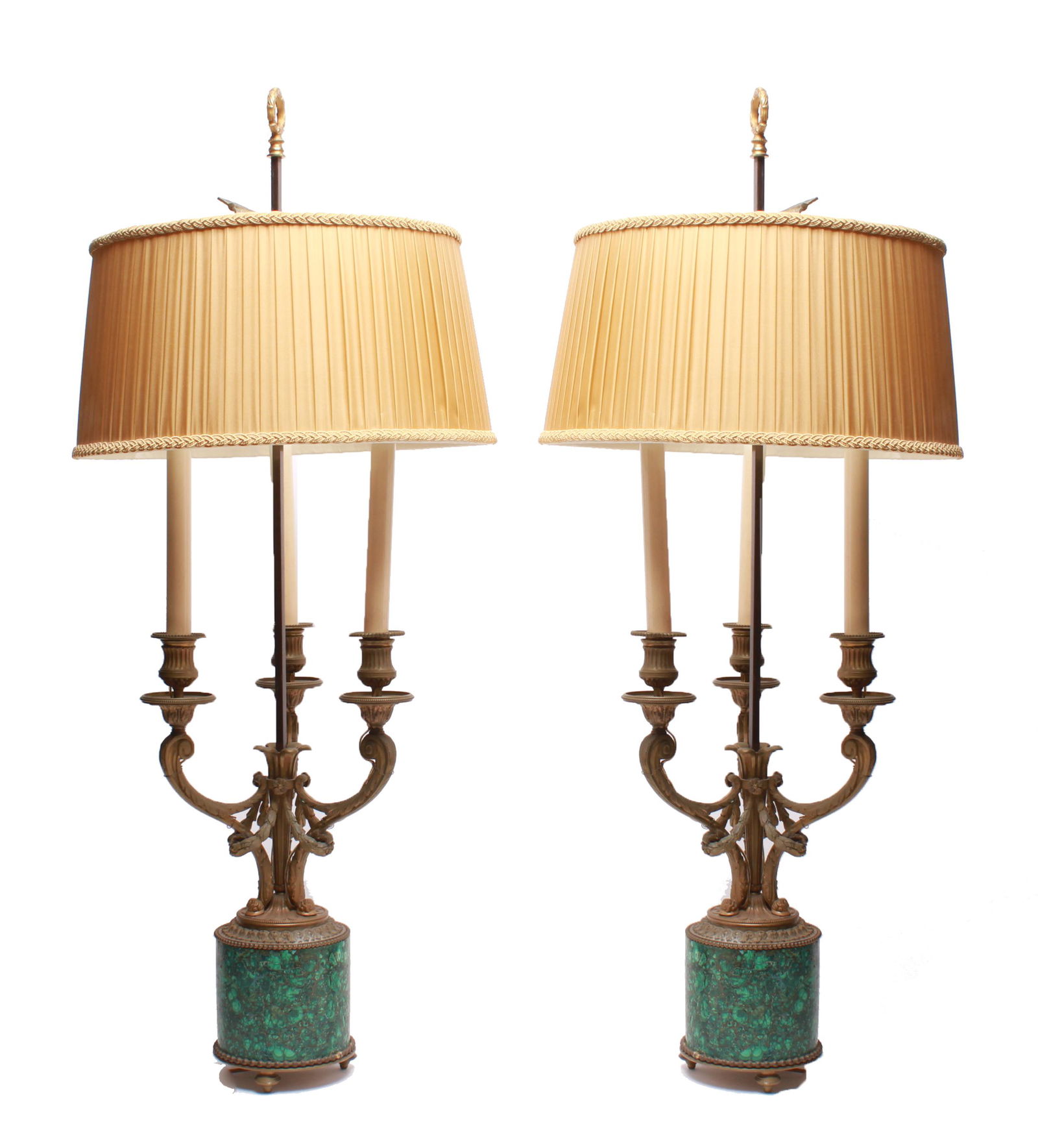 French Empire Style Bronze & Malachite Lamps, Pair (1 of 7)