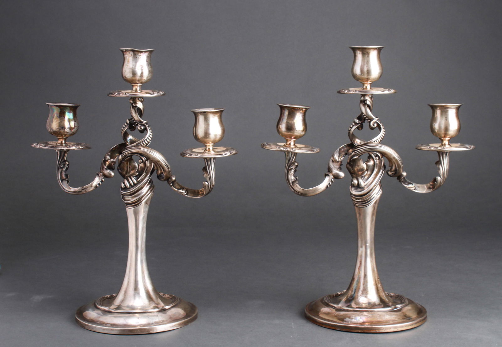 Baroque Style Russian Silver Pair of Candelabra (1 of 6)