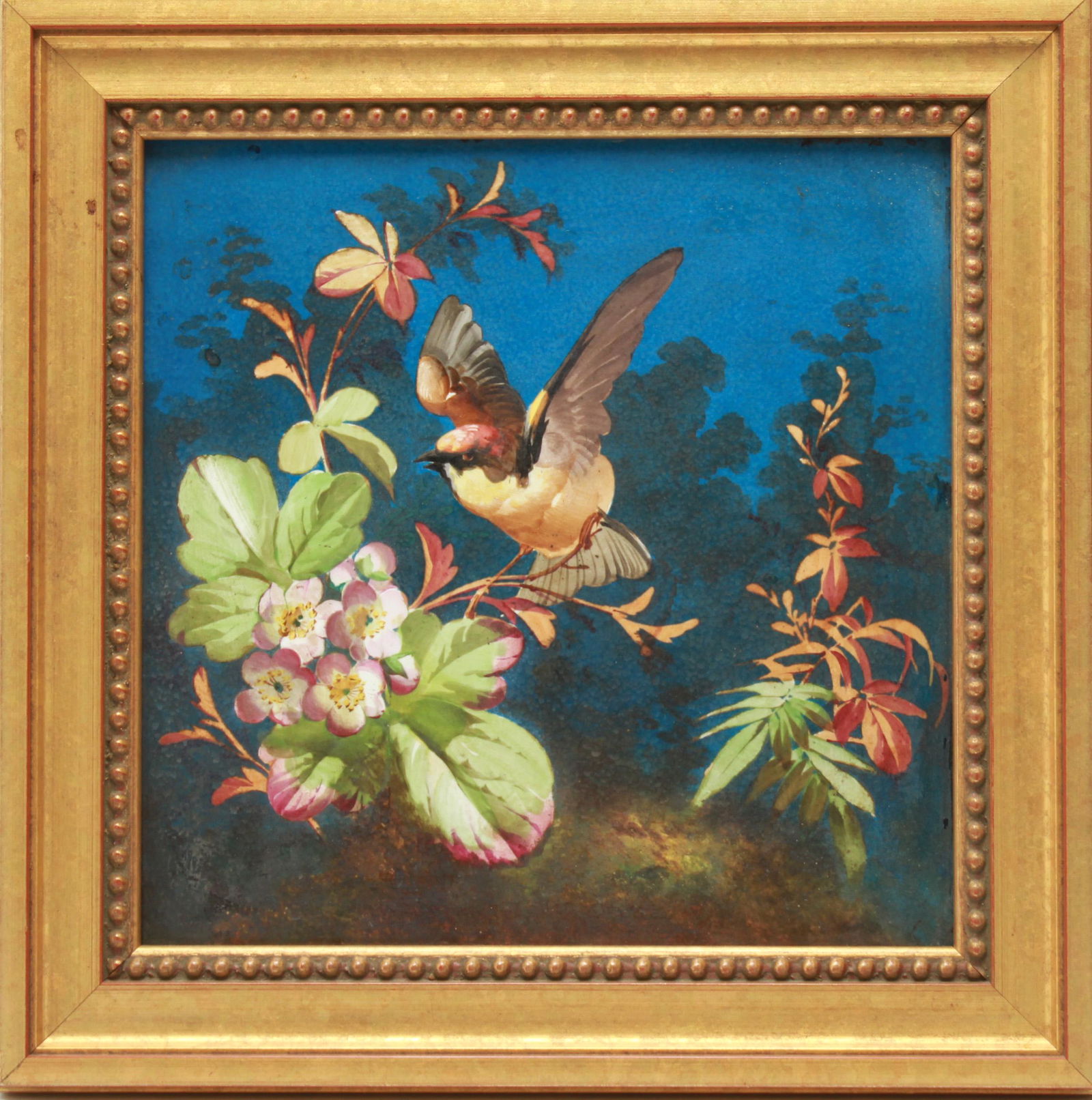 French Porcelain Plaque with Birds & Flowers (1 of 4)