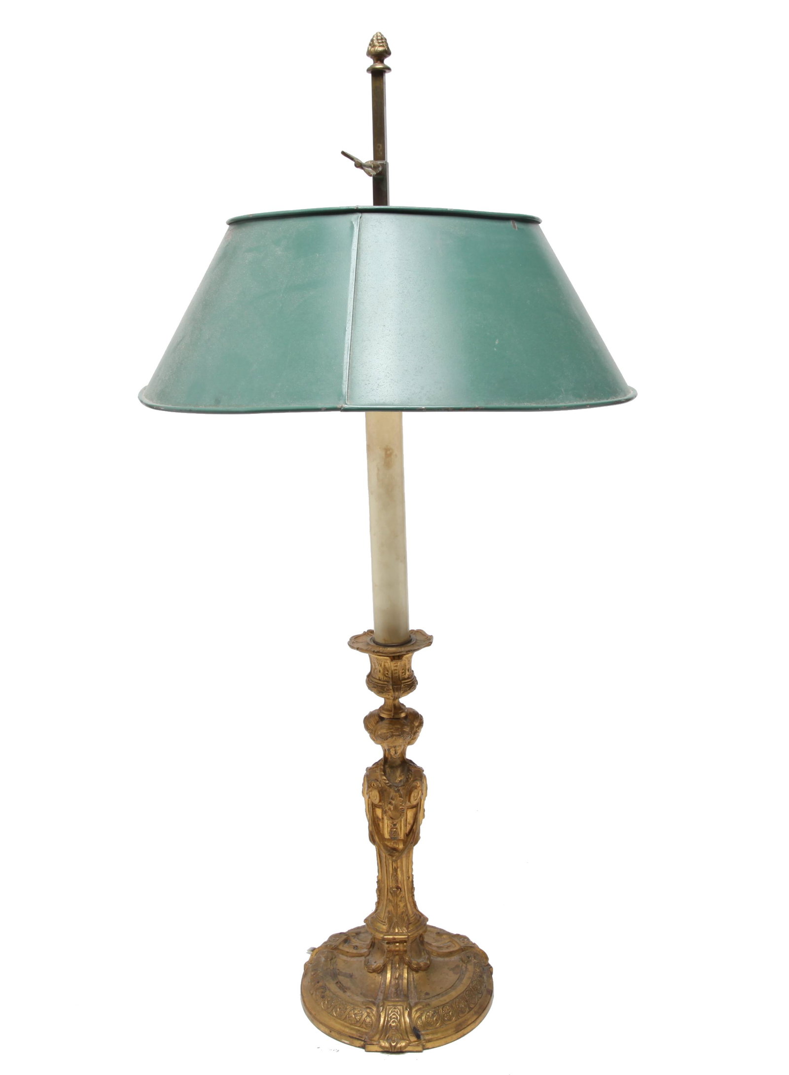 Neoclassical Candlestick Gilt Metal Table Lamp (1 of 4)