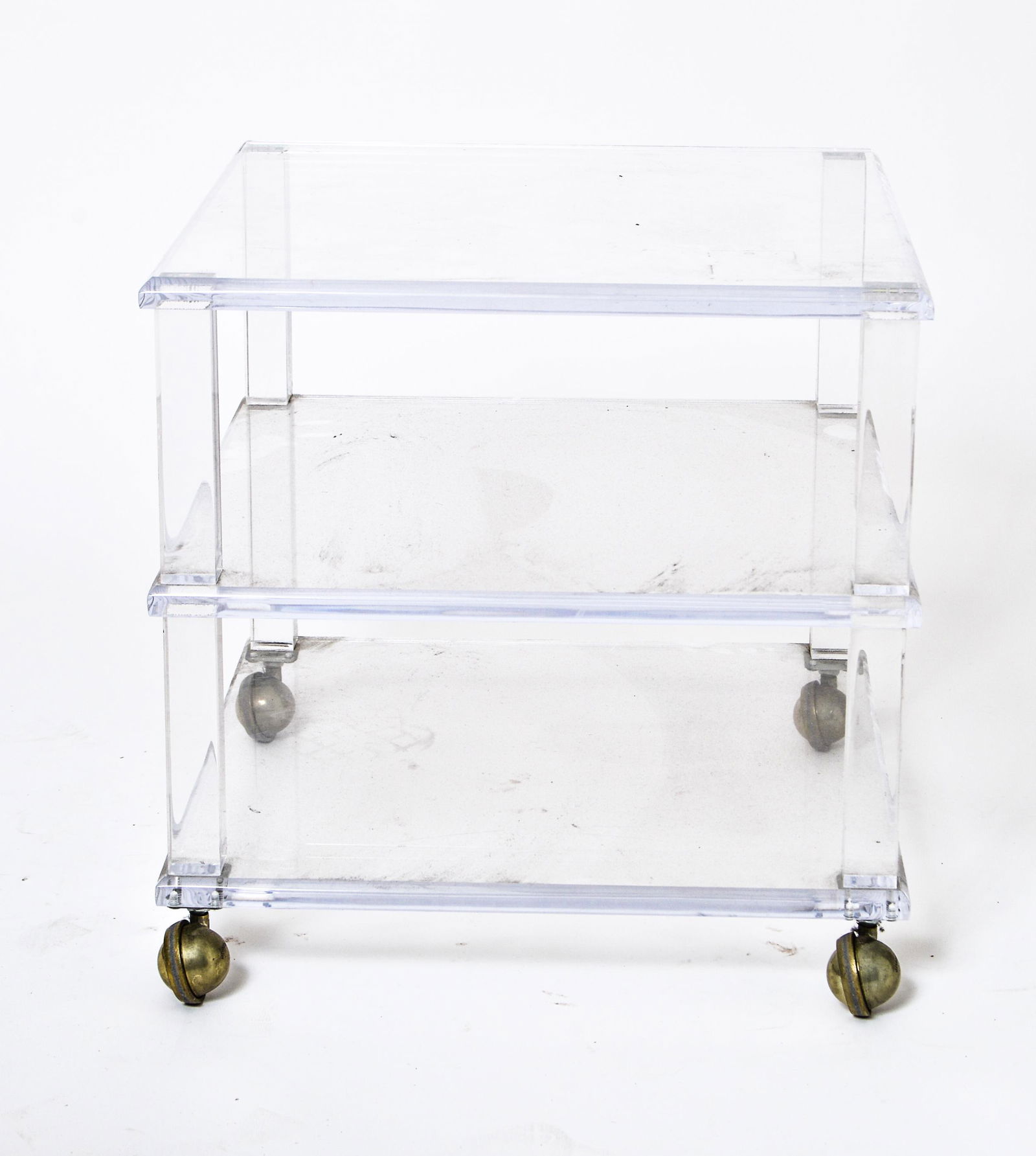 Lucite Three-Tiered Side Table on Casters (1 of 5)