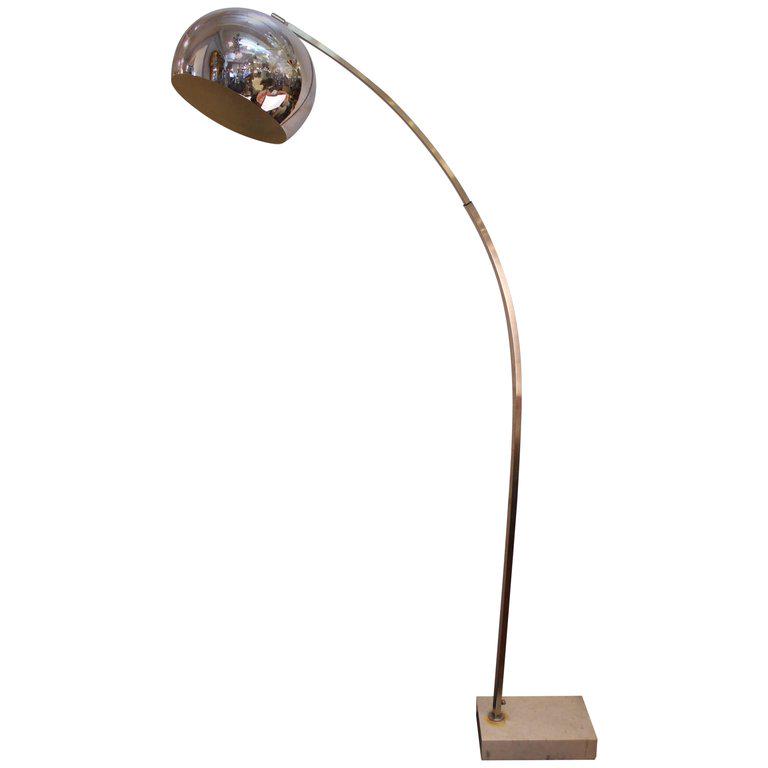 Arco Style Chrome Lamp w Marble Base (1 of 10)