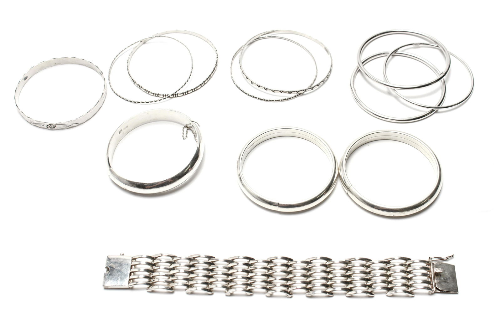 Sterling Silver Bangles & Bracelet Group of 12 (1 of 5)