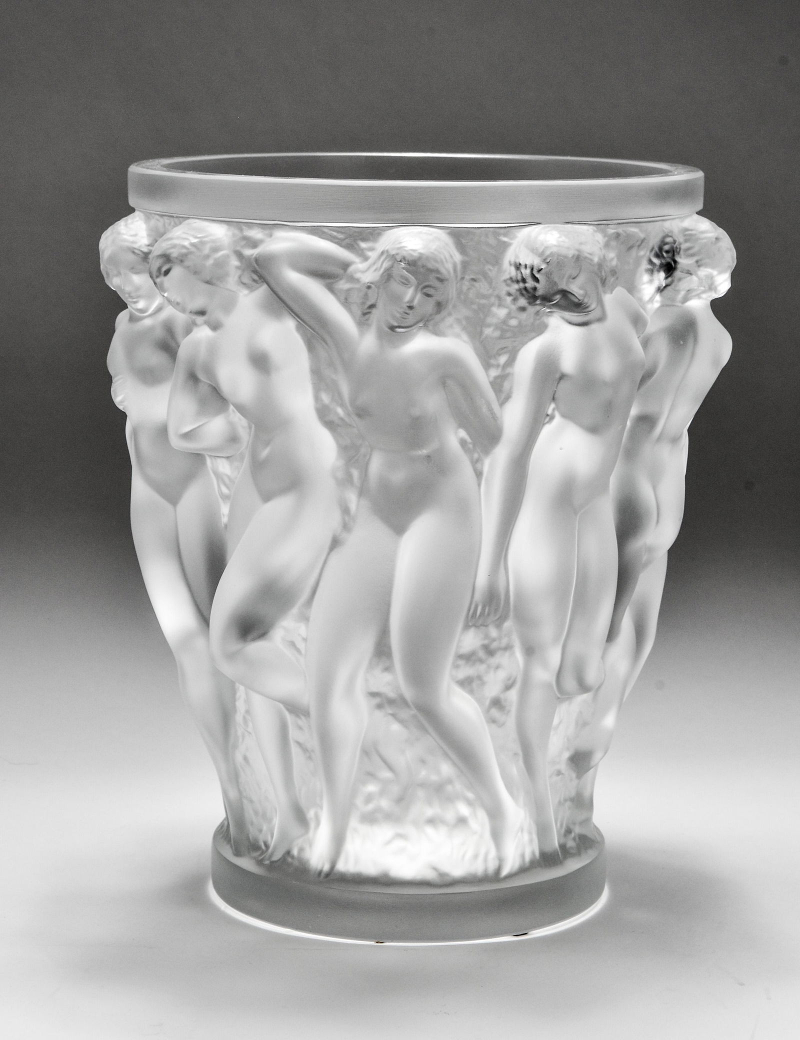 Lalique "Bacchantes" Large Frosted Art Glass Vase (1 of 11)