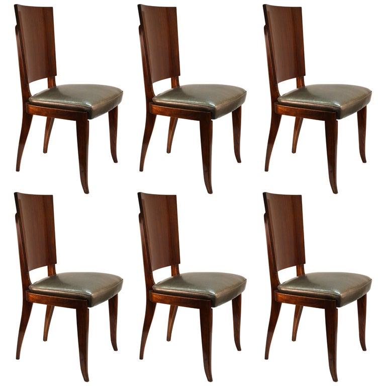Art Deco Exotic Wood Dining Chairs, Set of Six (1 of 8)