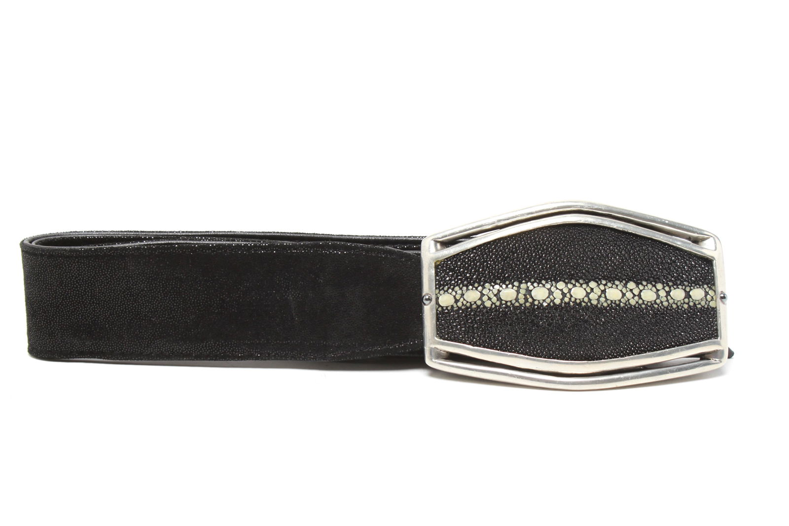 Fahrenheit Vintage Leather Belt w Shagreen Buckle (1 of 9)