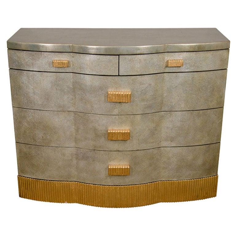 Art Deco Silver Gilt Five-Drawer Dresser Chest (1 of 7)