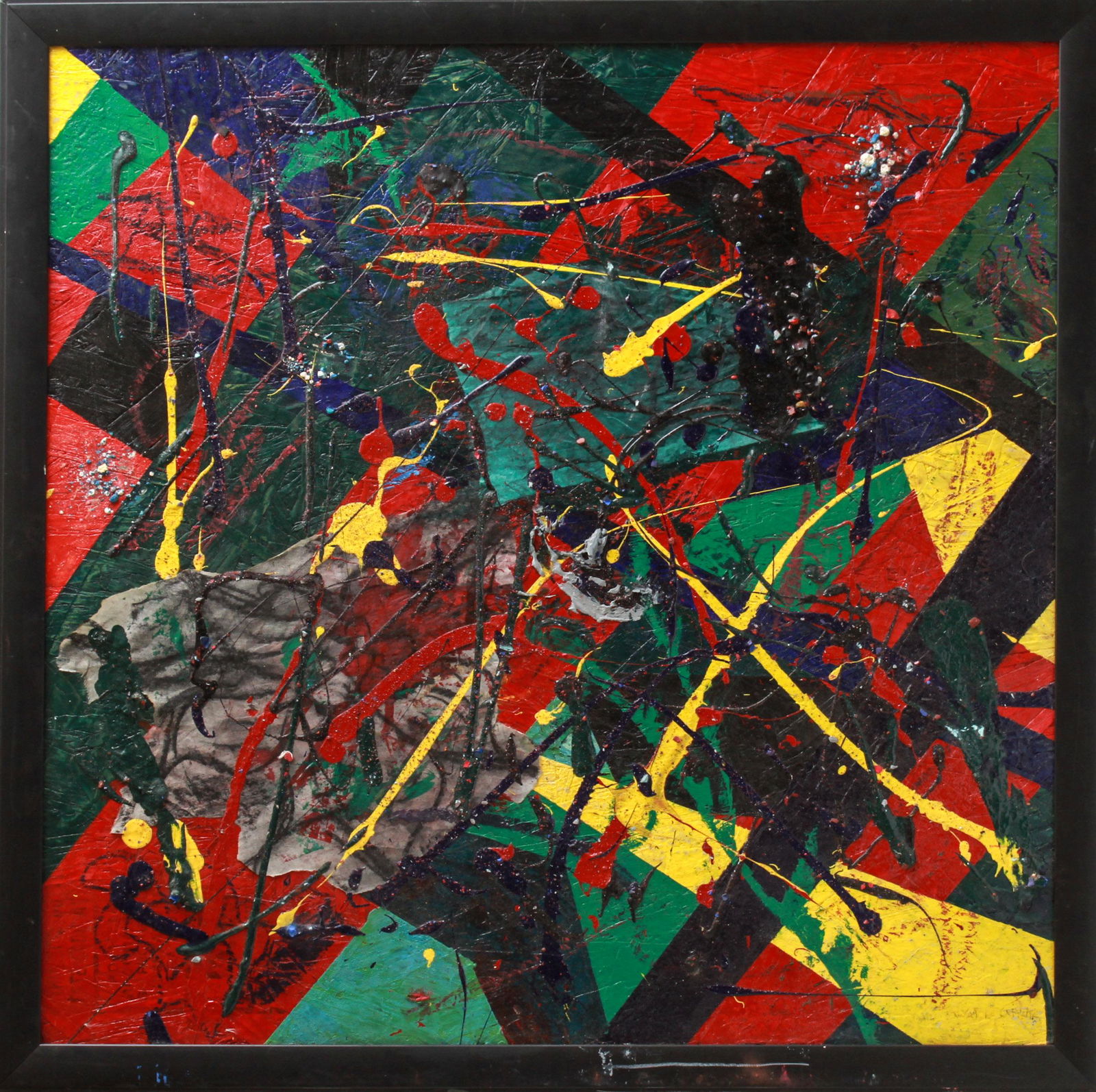 Modern Abstract Drip Painting Mixed Media on Board (1 of 6)