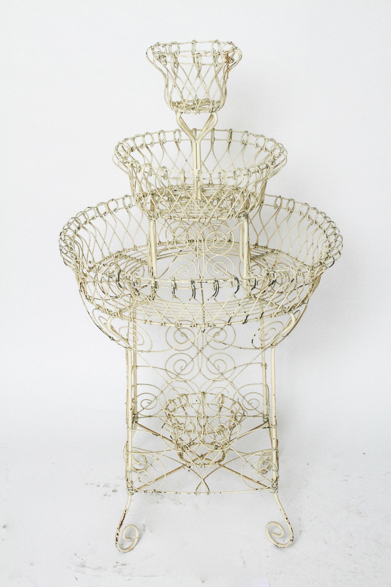 Whimsical Three-Tier Basket Form Plant Stand (1 of 3)