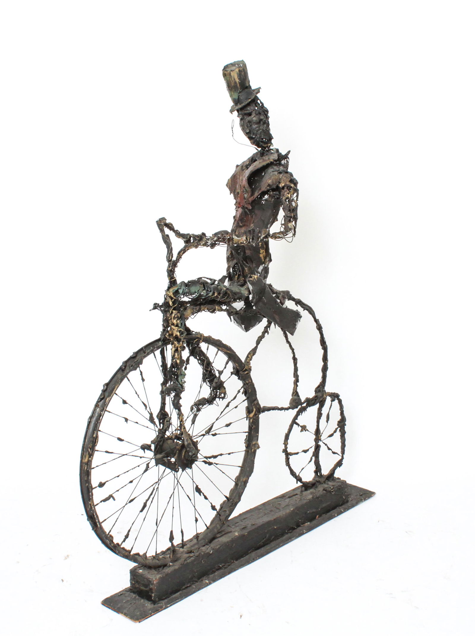 Modern Man on Bicycle Mixed Media Metal Sculpture (1 of 11)