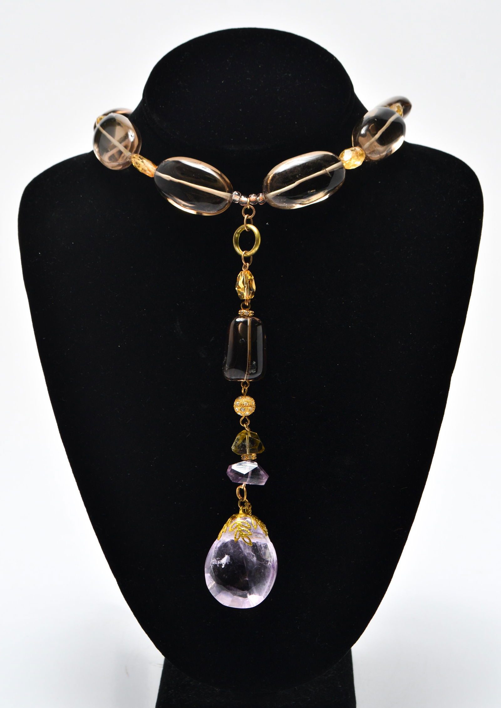 Citrine, Smoky Quartz & Amethyst Necklace (1 of 6)