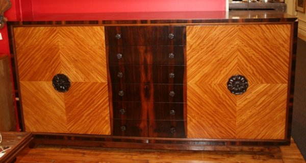 Mid century Roses Zebra Wood Sideboard
