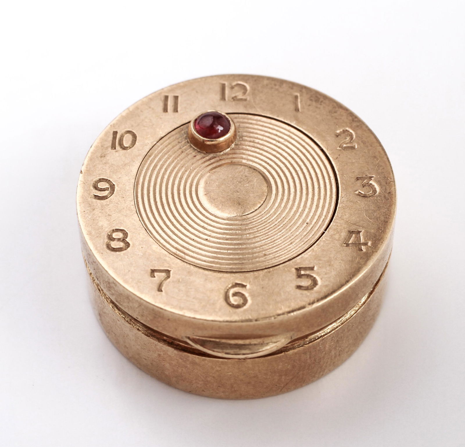 Cartier Attrib. 14K Yellow Gold & Ruby Pill Box (1 of 4)