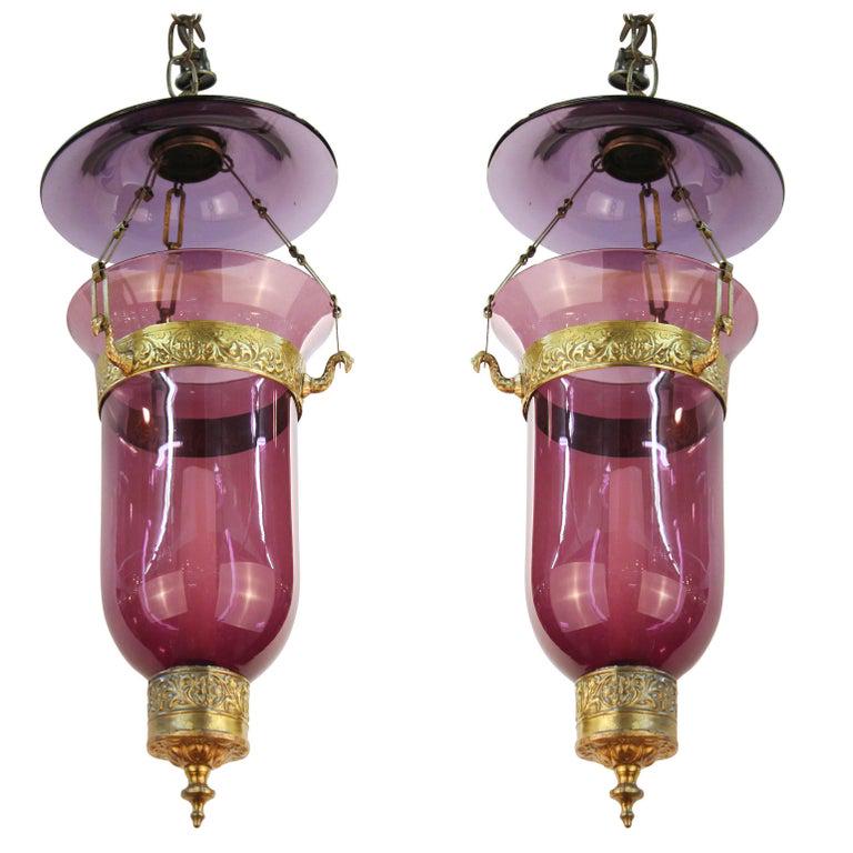 English Regency Amethyst Glass Bell Jar Lanterns 2 (1 of 5)
