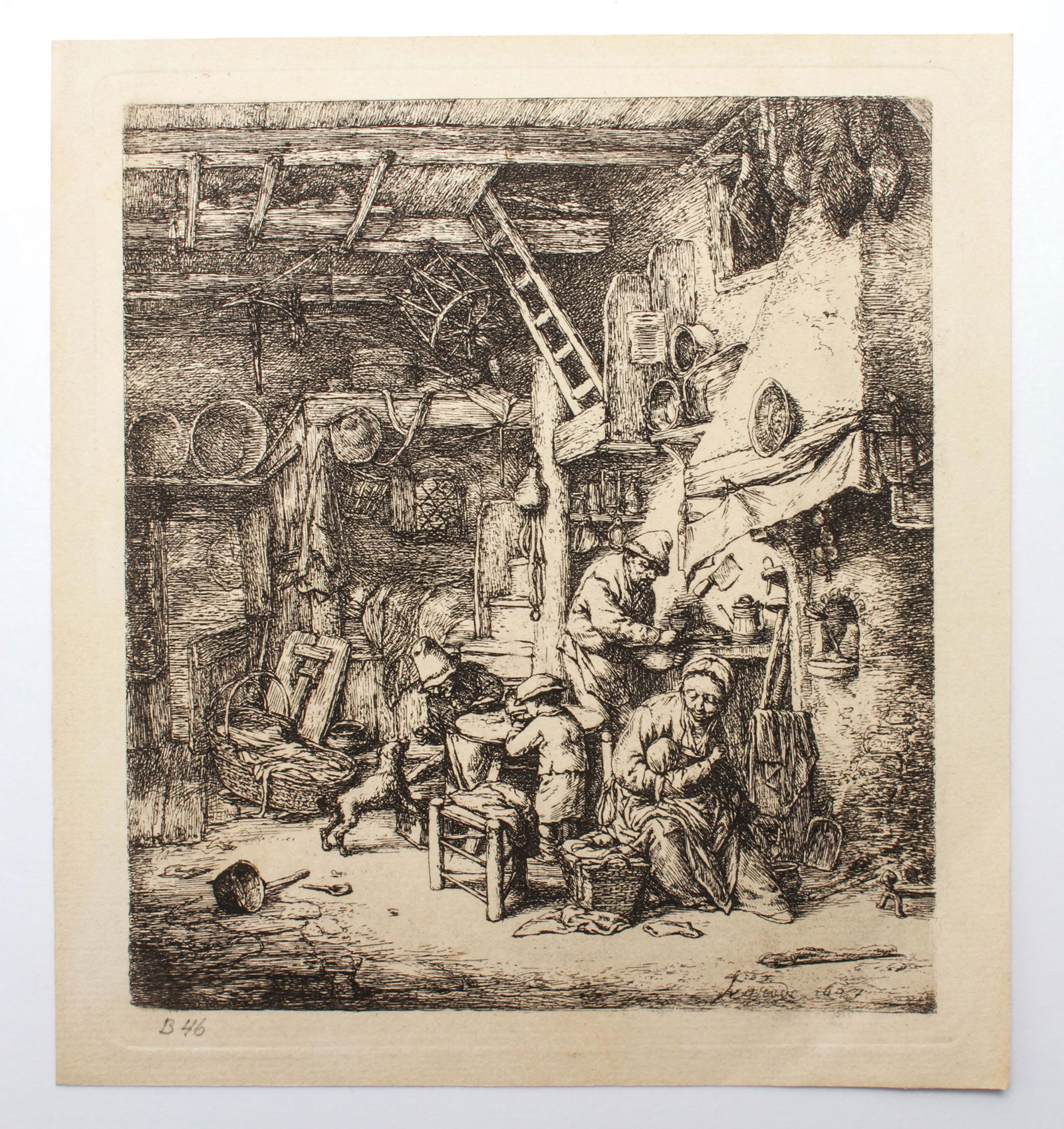 Adriaen Van Ostade "Die Familie" Etching 17th C. (1 of 9)