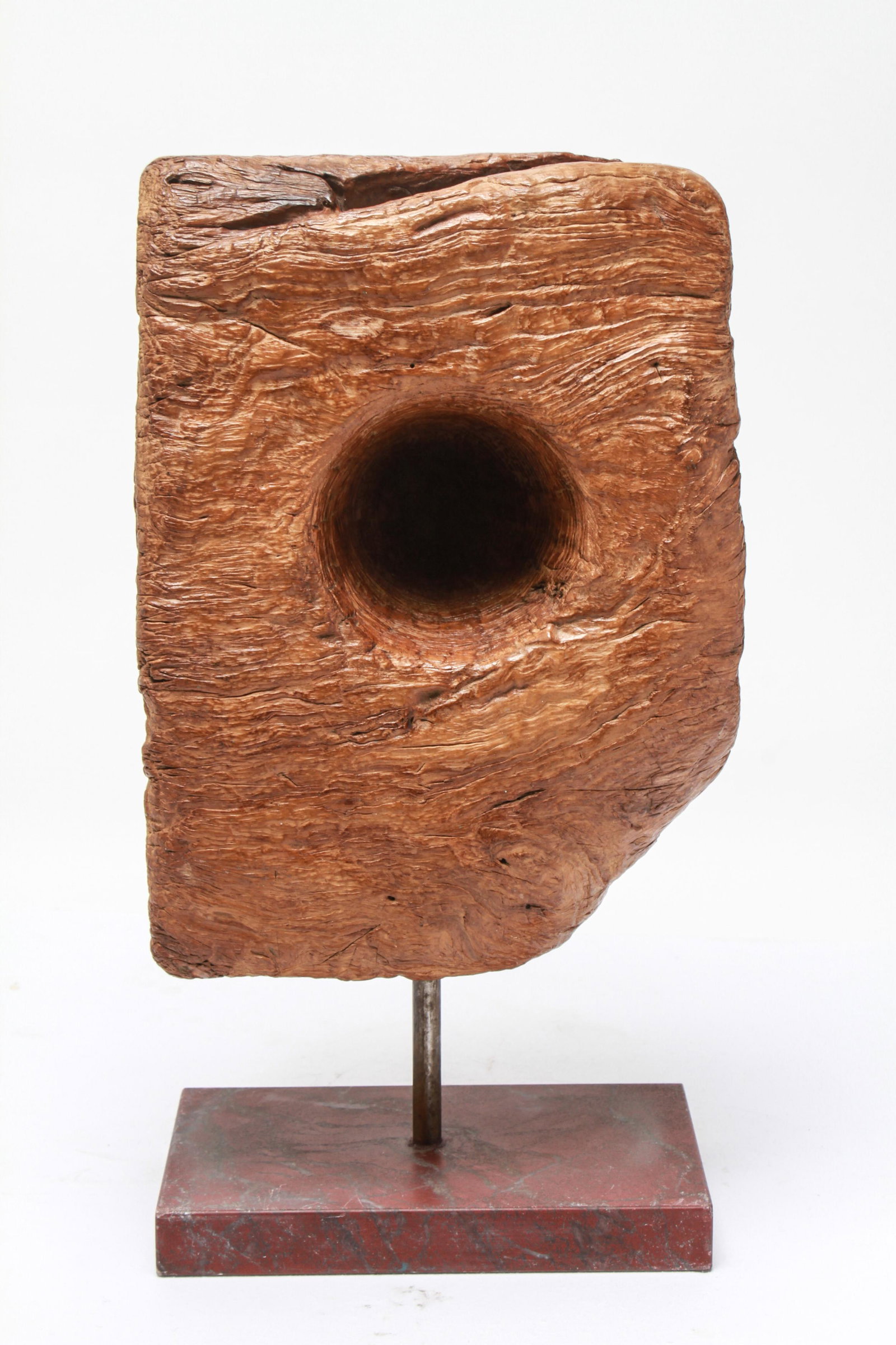 Isamu Noguchi Manner Biomorphic Wood Sculpture: Manner of Isamu Noguchi (Japanese, 1904-1988) "Biomorphic form," wood sculpture on hardstone base. Wood sculpture: 13.5" H x 9" W x 5.5" D; base: 9.25" W x 5.5" D; overall: 18.75" H.