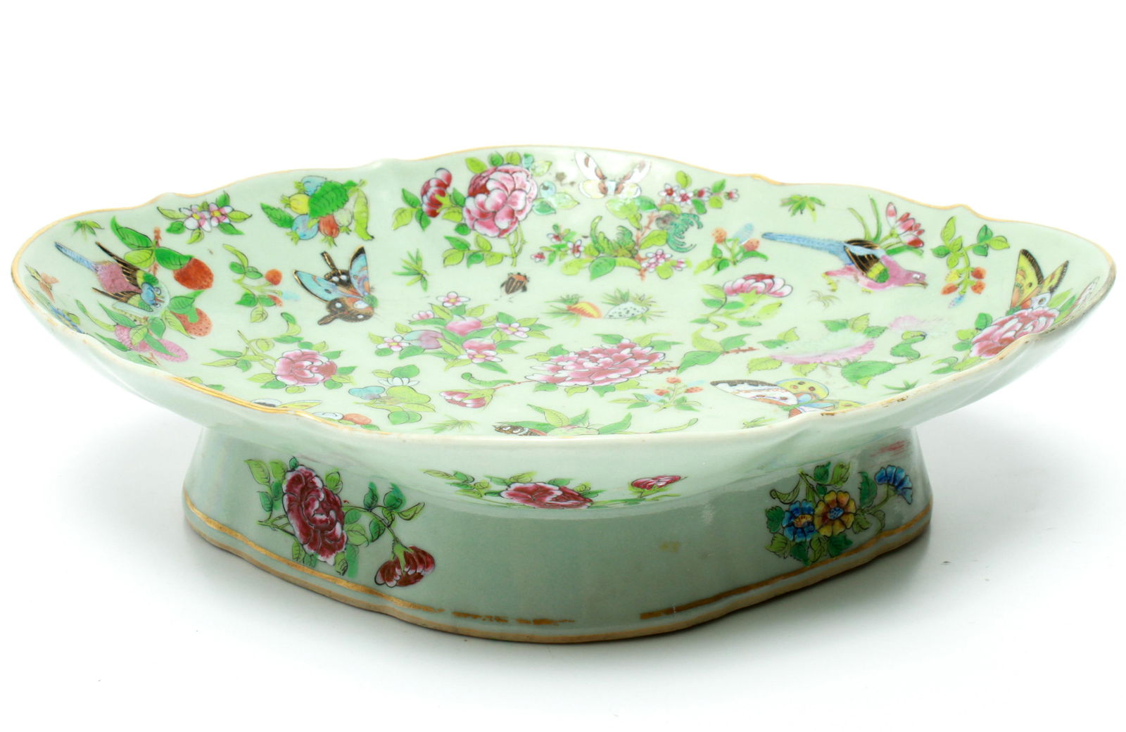 Chinese Export Celadon Famille Rose Serving Dish (1 of 4)