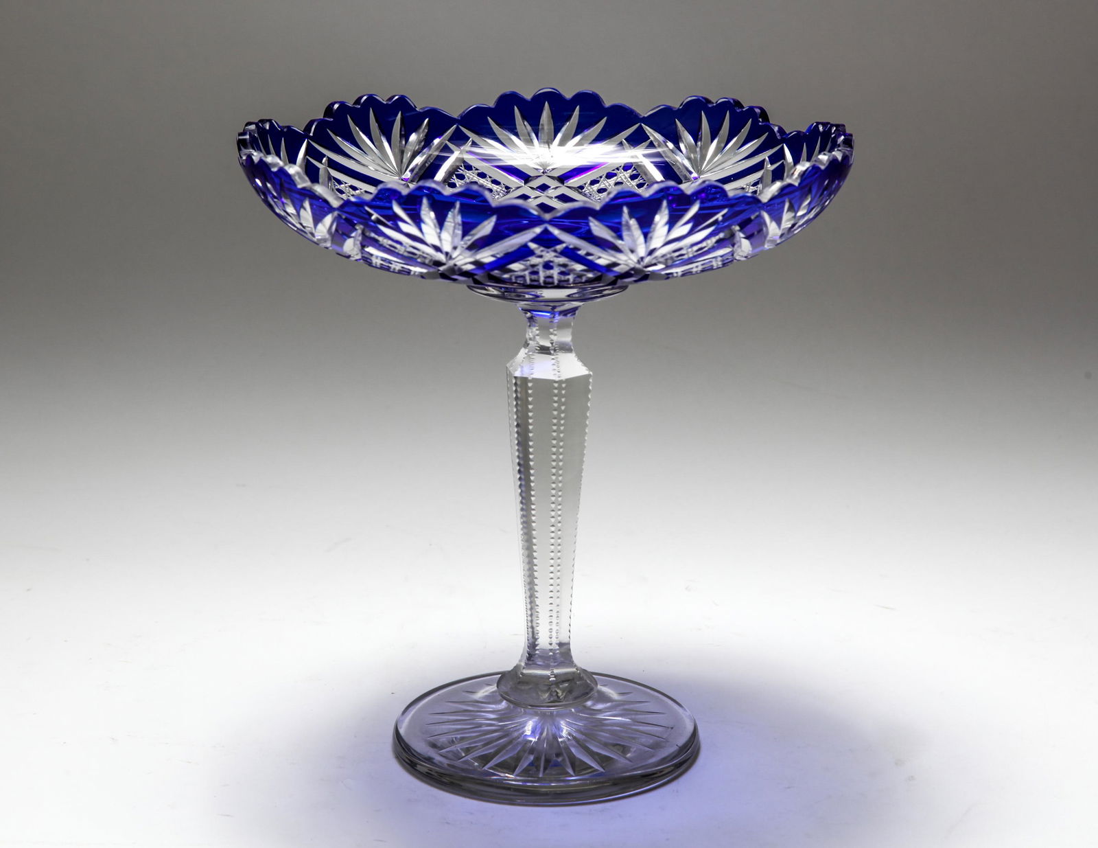 Bohemian Cobalt Cut to Clear Crystal Compote (1 of 5)