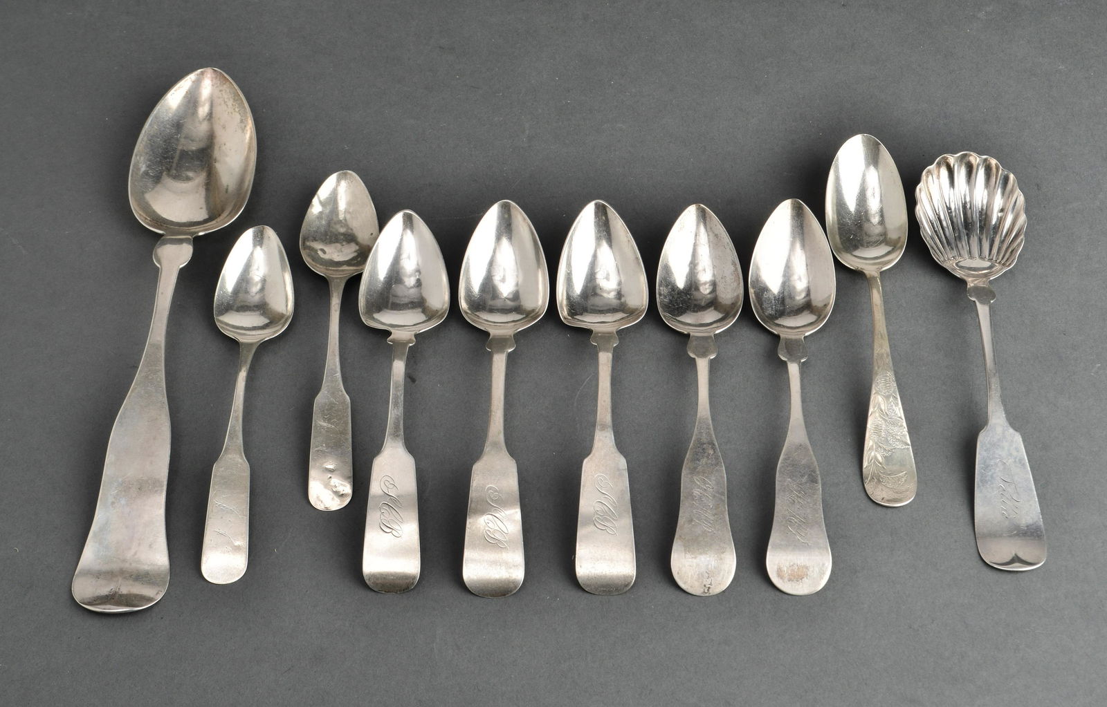 American Coin Silver Spoons, Group of 10 (1 of 7)
