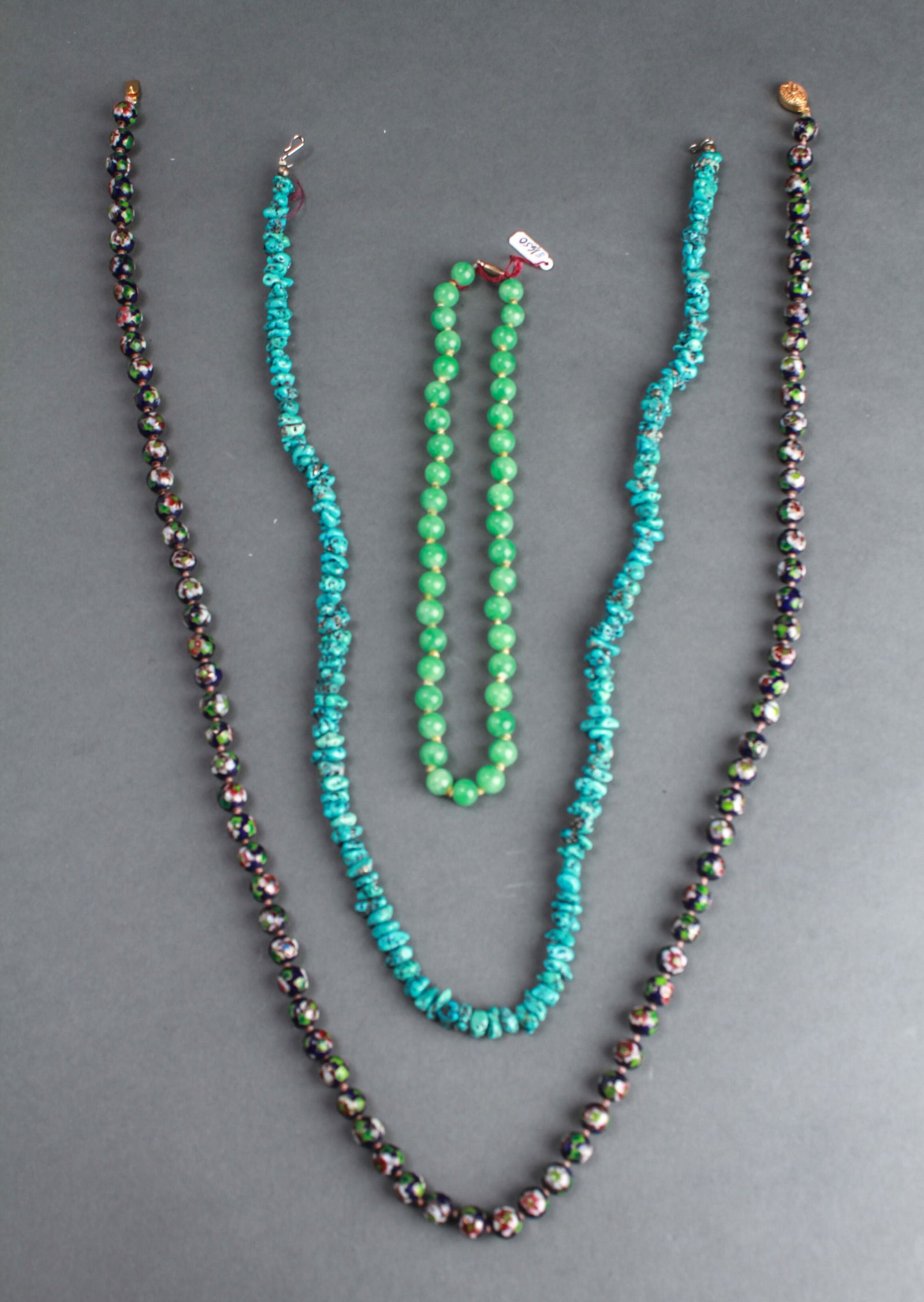 Turquoise, Faux Jade & Cloisonne Beads Necklaces 3 (1 of 3)