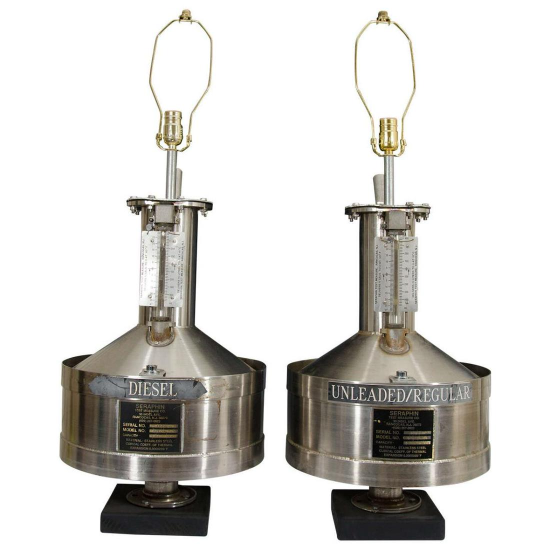 Industrial Gas Tank Table Lamps, Pair (1 of 9)