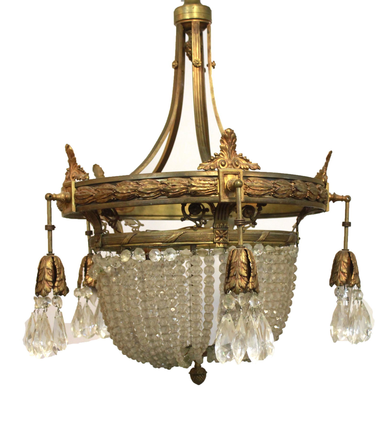 Empire Style Bronze & Crystal Five Arm Chandelier (1 of 6)