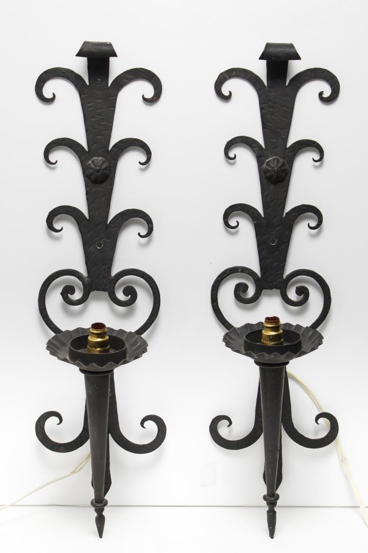 Wrought Iron Candelabra Wall Sconces, Black Pair (1 of 5)