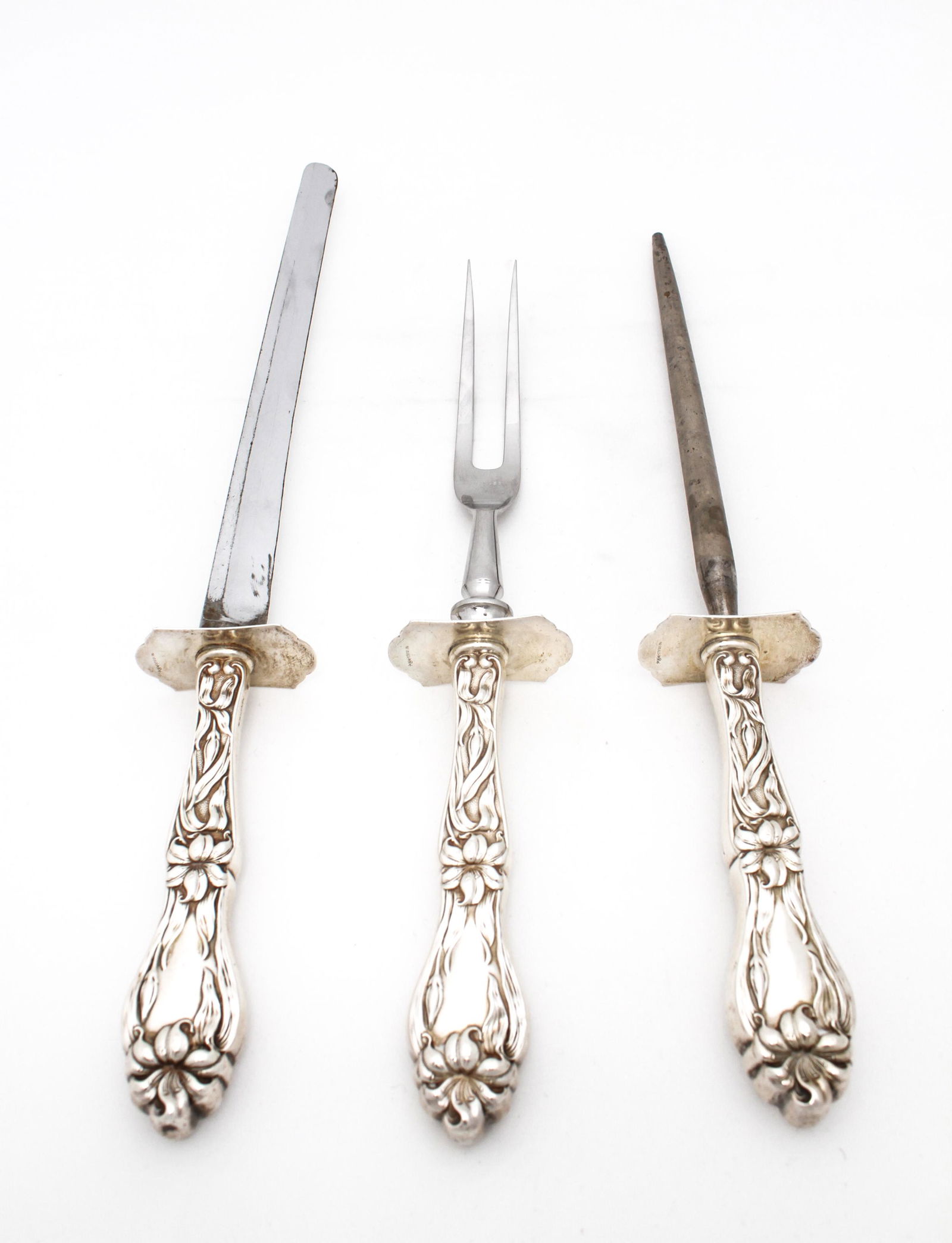 Whiting & Co. Silver "Lily" 3 Piece Carving Set (1 of 12)