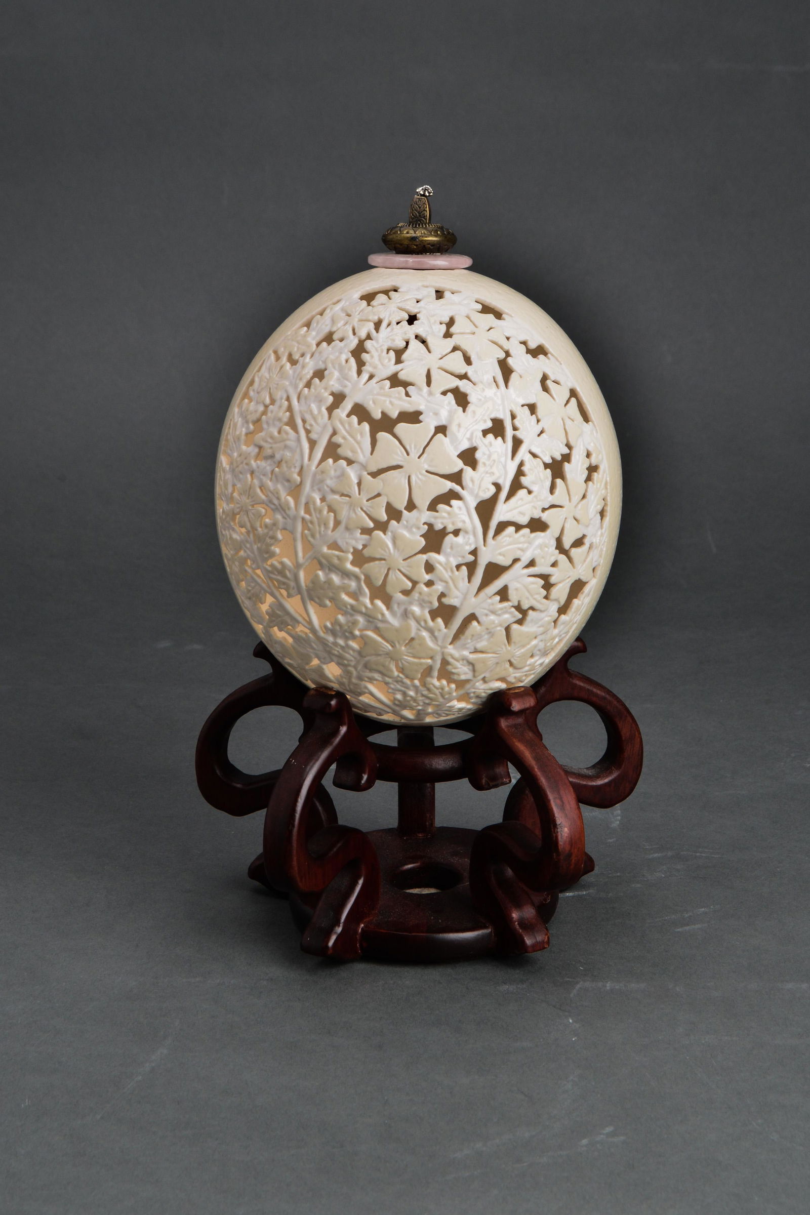 Ostrich Egg Carved with Floral & Foliate Motifs (1 of 12)