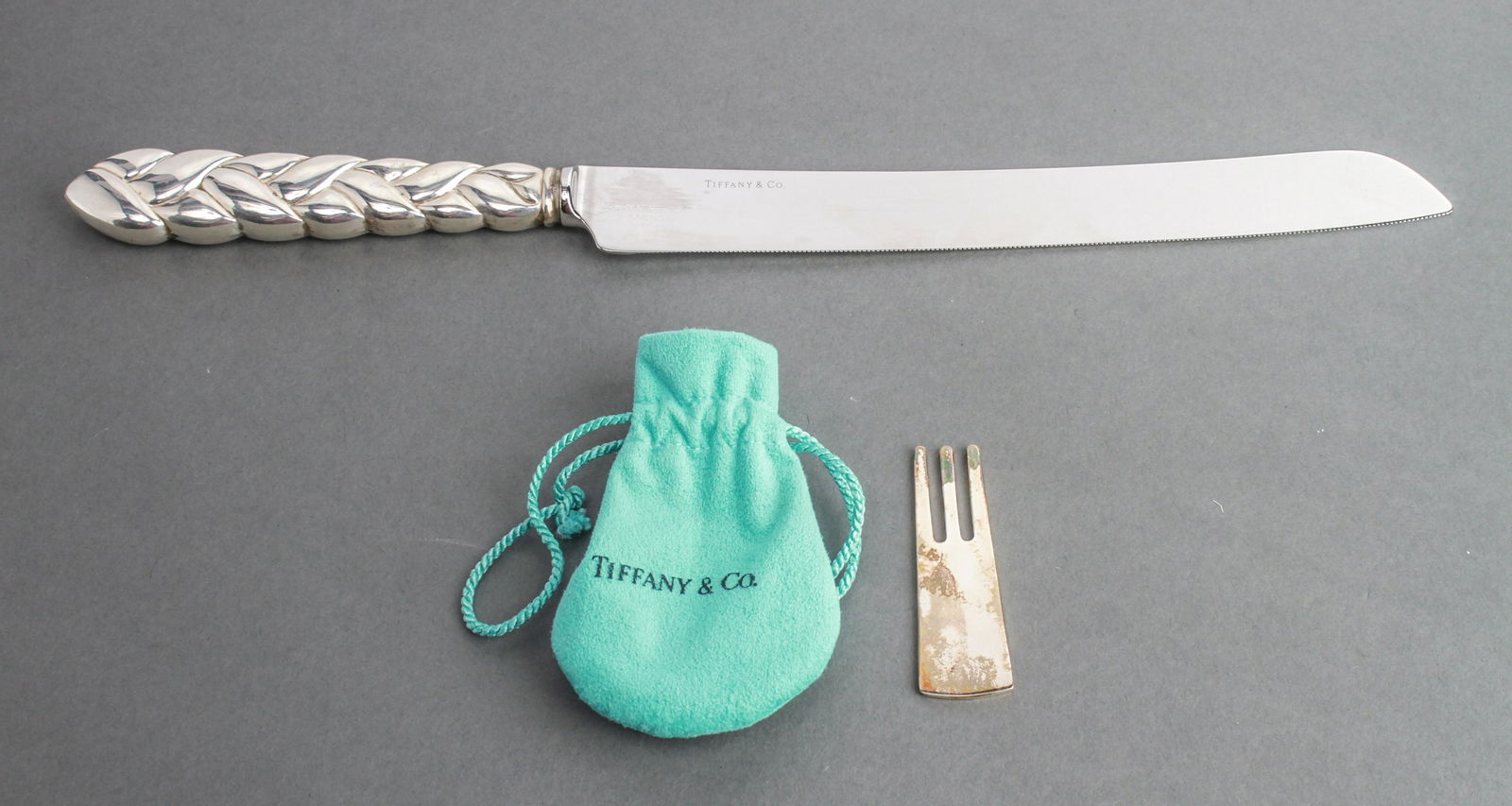 Tiffany & Co. Braided Handle Knife & 3-Tine Pick (1 of 5)