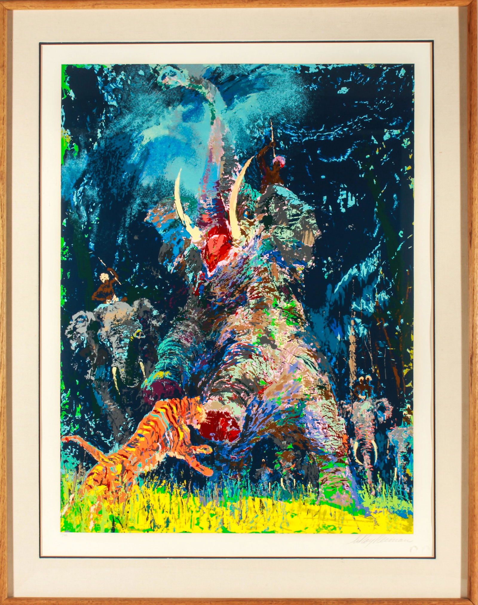 Leroy Neiman "Shikar" Elephant & Tiger Serigraph (1 of 10)
