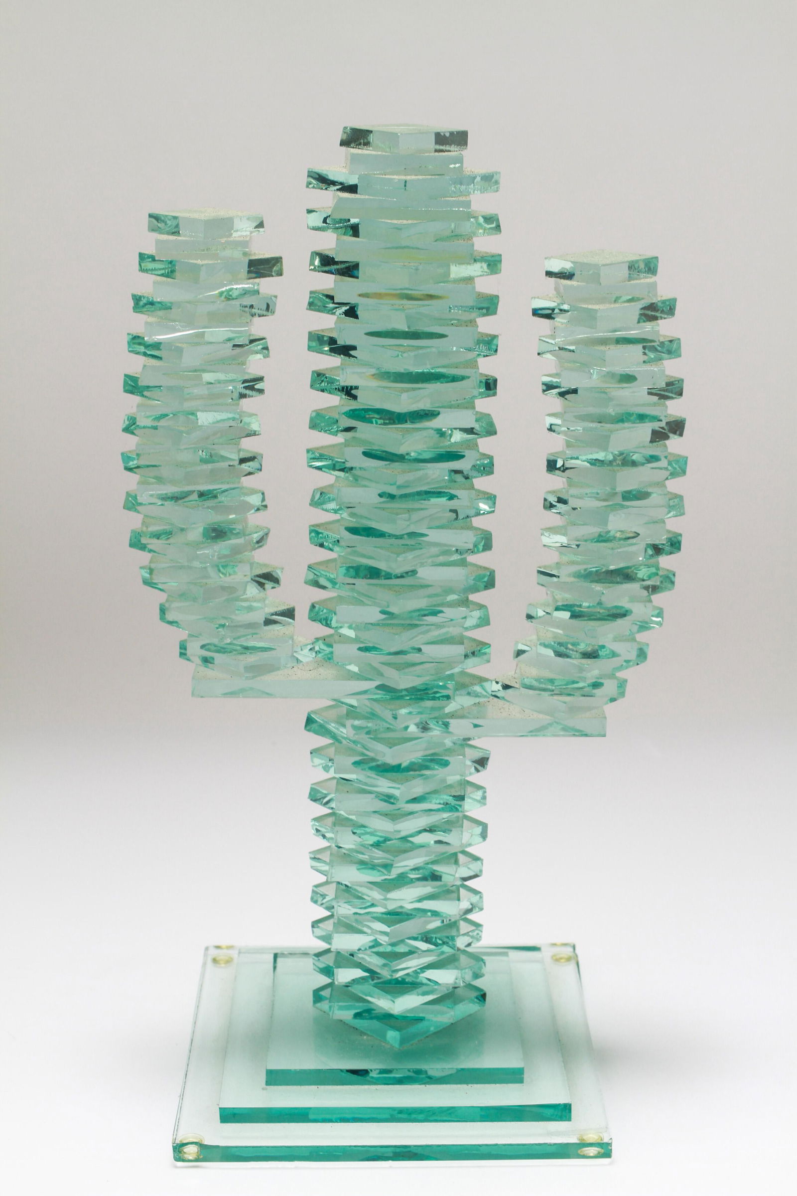 Modern Southwestern Stacked Glass Cactus Sculpture (1 of 4)