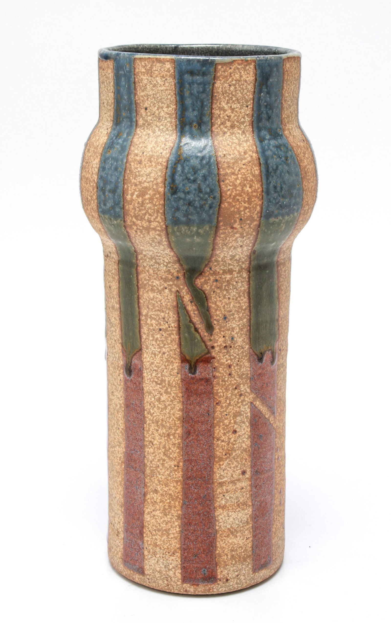 Modern Art Pottery Vase with Vertical Stripe Motif (1 of 6)