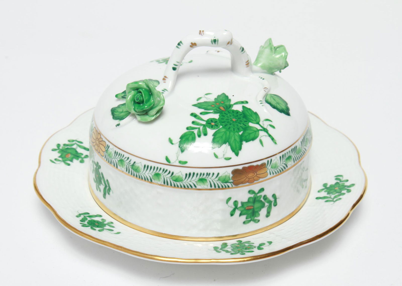 Herend "Chinese Bouquet Green" Covered Butter Dish (1 of 8)