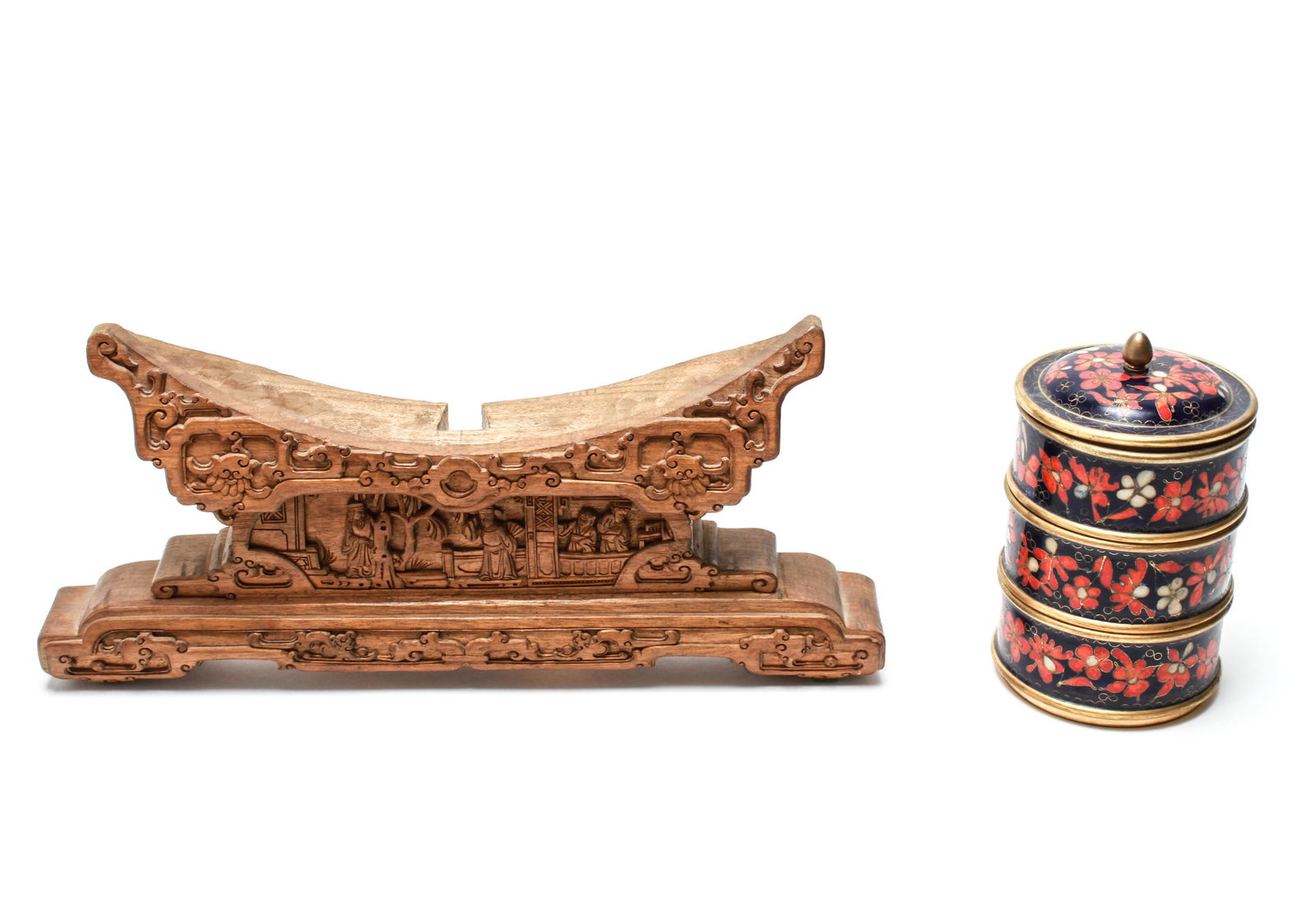 Chinese Hardwood Stand & Cloisonne Box, 2 (1 of 6)