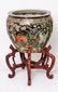 Chinese Porcelain Famille Noire Fish Bowl & Stand