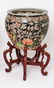 Chinese Porcelain Famille Noire Fish Bowl & Stand