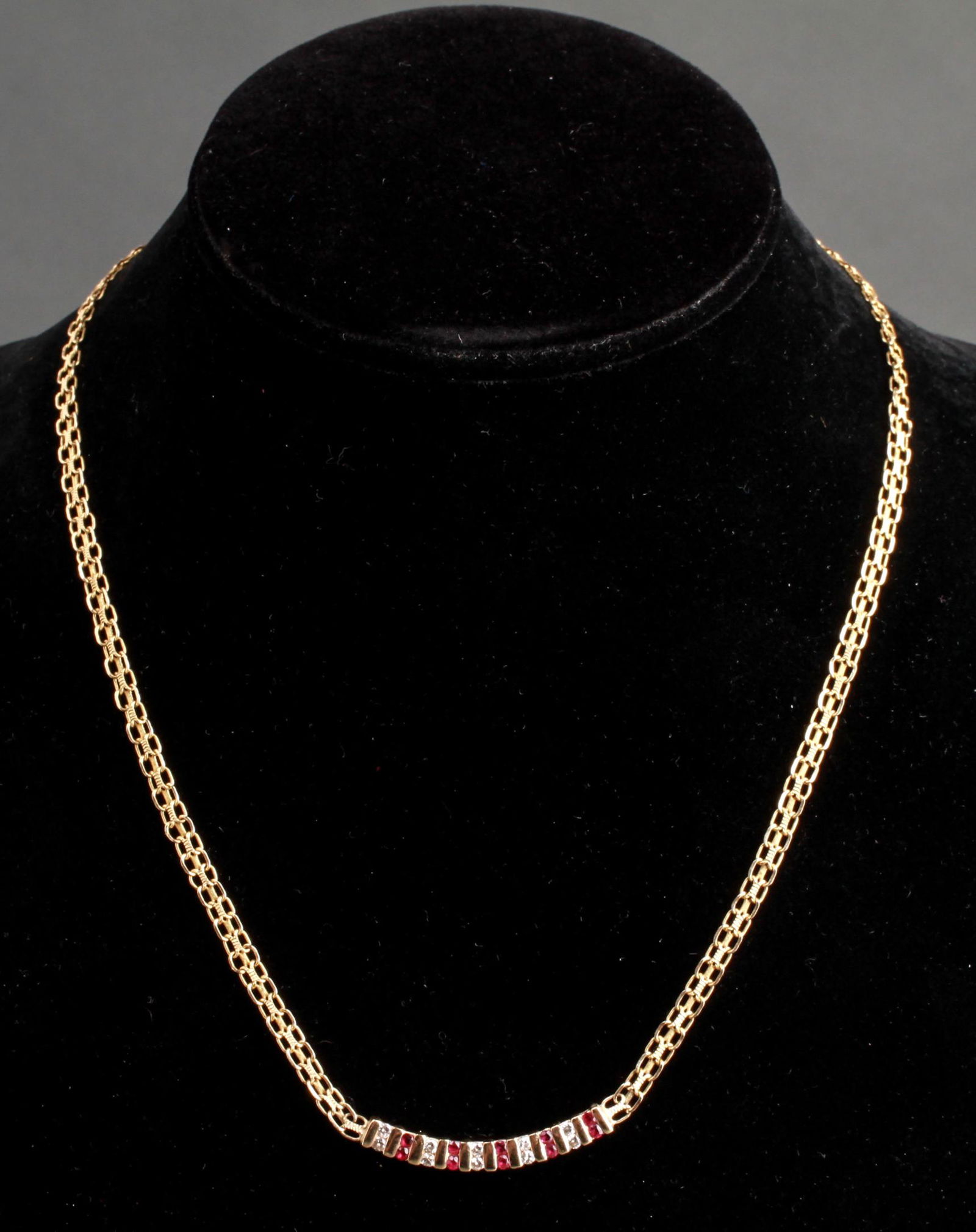 14K Yellow Gold Diamonds & Rubies Necklace (1 of 7)