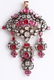 14K Gold & Silver Diamonds & Rubies Pendant 19th C - 16