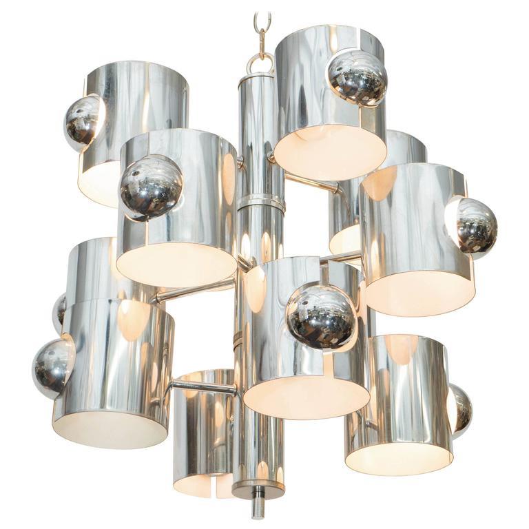 Sciolari Modern Chrome Twelve-Light Chandelier (1 of 7)