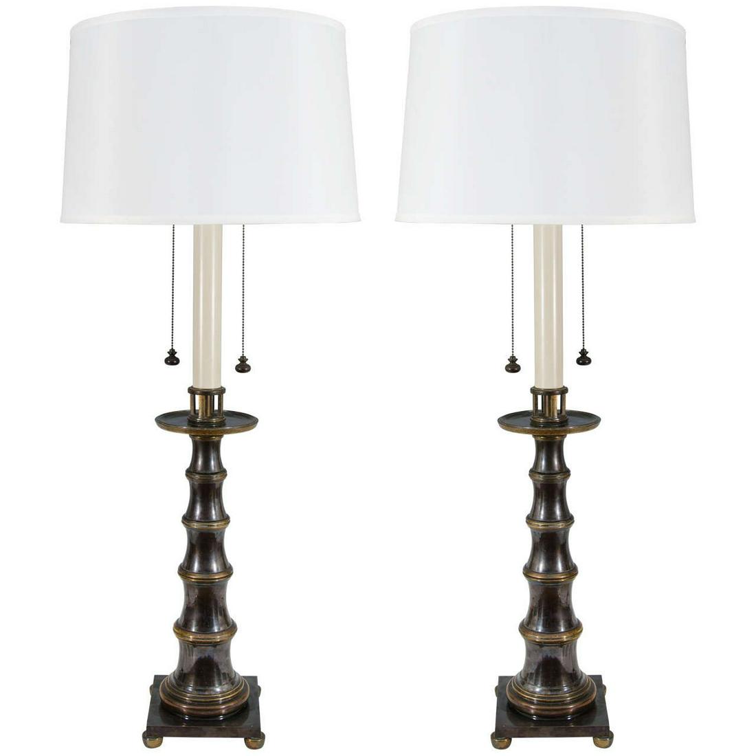 Stiffel Brass Faux Bamboo Table Lamps, Pair (1 of 5)