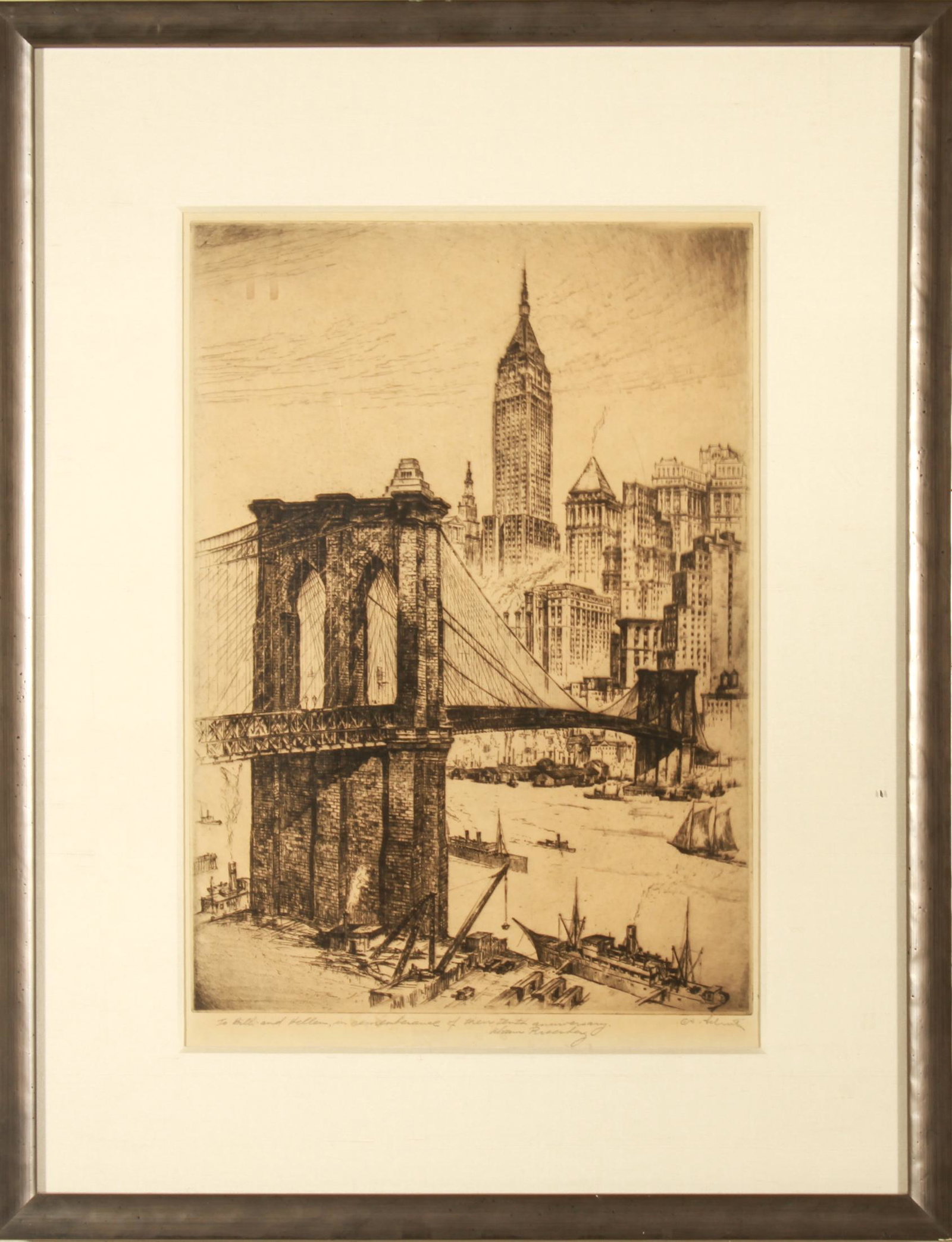 Anton Schutz "Brooklyn Bridge" Etching on Paper (1 of 8)
