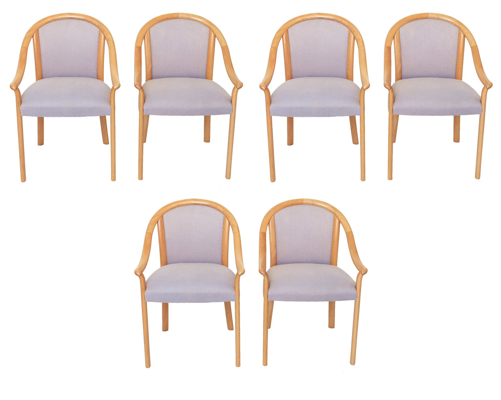 Modern Blonde Maple Lavender Seats Arm Chairs, 6 (1 of 8)