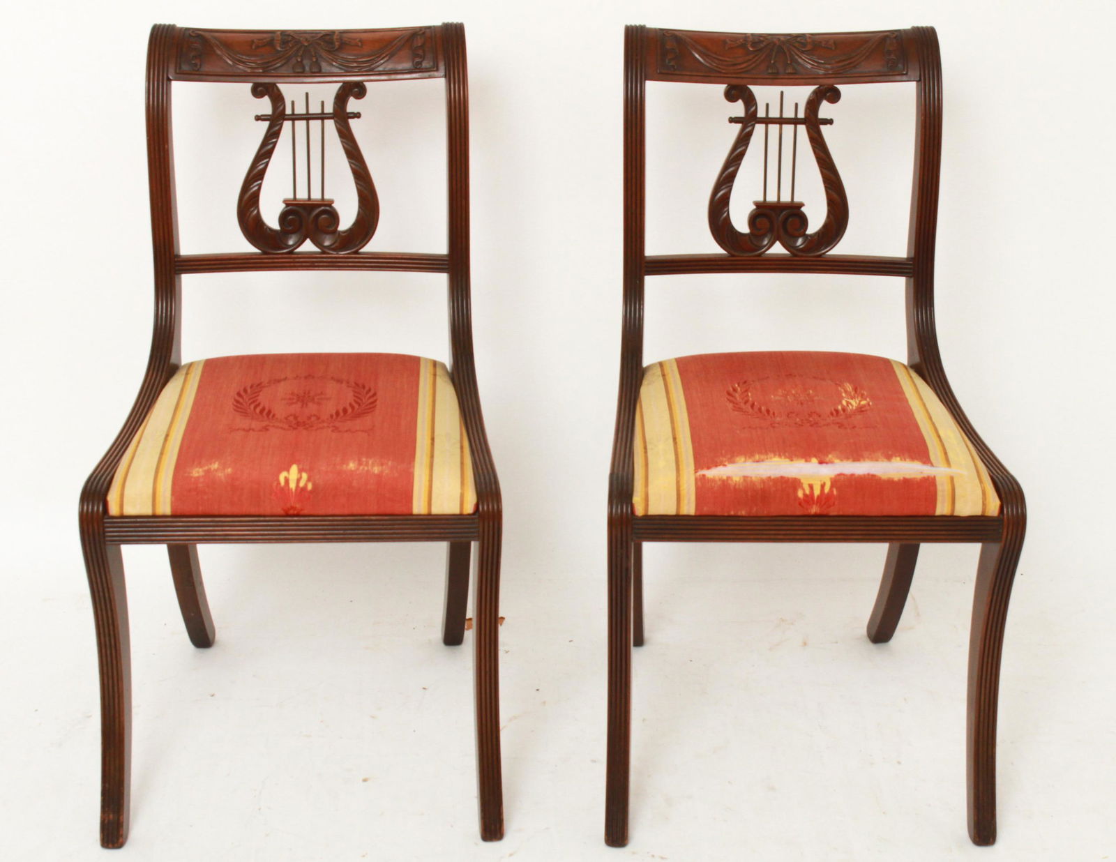 Duncan Phyfe Style Harp Back Mahogany Chair 32